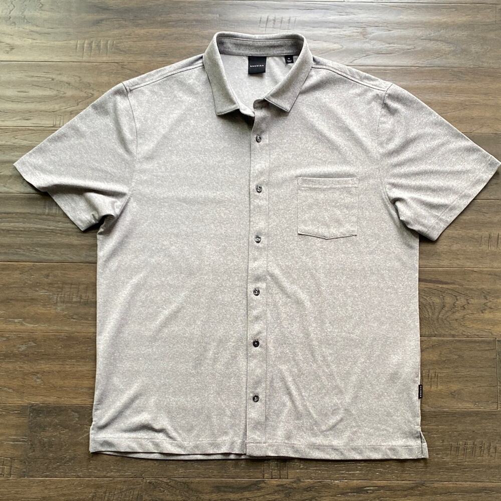 DUNNING Button Down Short Sleeve Shirt Mens Sz XL Grey